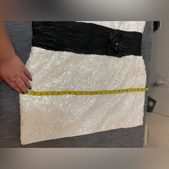 Plus Size White sequin mini dress - Picture 3 of 5